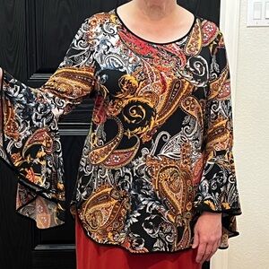 Paisley Print Bell Sleeve Top